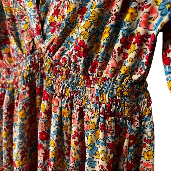 Gold & Silver Paris Ditzy Floral  Flutter Sleeves Smocked Waist Coquette 12 - Picture 6 of 15